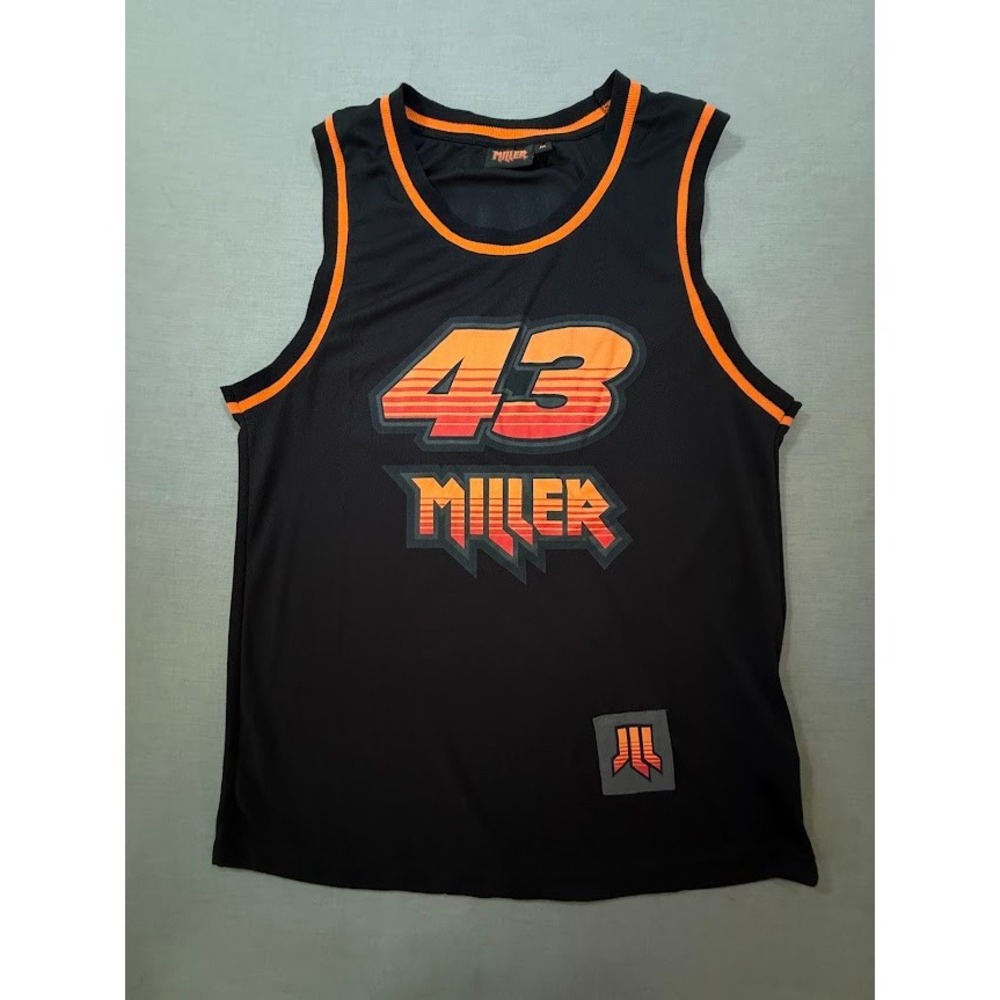 Jack Miller 43 Basketball‎ Jersey Black Orange Graphic Print Mens Size M